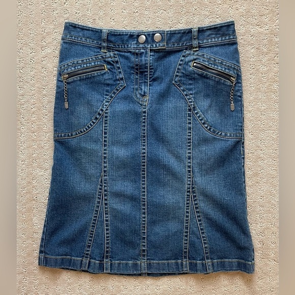 Ann Taylor Loft Dresses & Skirts - Y2K Trumpet Low Rise  Ann Taylor Loft‎ Denim Skirt Zipper Details  Sz 6